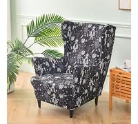 2 Faldones para sillas Wingback con Motivo de Hojas de Palma Doradas, Faldones para Muebles Extensible con Flores para hogar,Barroco de Lujo,Talla única