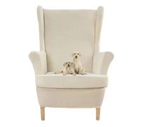 2 Faldones para sillas Wingback en Terciopelo, Faldones para sillas Suaves Extensibles para Uso doméstico de salón y Dormitorio,Beige