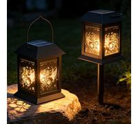 2 Farolillos Solares LED de Exterior con Diseño Colibrí - Lámparas Solares IP65 Impermeables, Incluye Estaca de Tierra y Colgante, Decoración para Jardín, Terraza y Patio - [Clase Energética A]