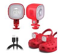 2 faros delanteros para zapatos de cocodrilo, luces recargables de cocodrilo 2023 con 4 modos de luz, luces LED impermeables IPX6 para pasear al perro, práctico campamento, correr por la noche (rojo)