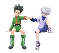 2 figuras de anime GON-FREECSS & Killua Zaoldyeck Figuras de acción Estatua PVC Posición sentada Modelo estático Ornamento de oficina Regalo