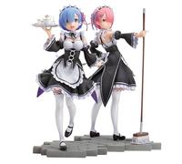 2 figuras de anime Rem & Ram Maid's Outfit Cute Girls Statue, Re 0 Standing Pose Model PVC Ornamentos Regalo Coleccionable