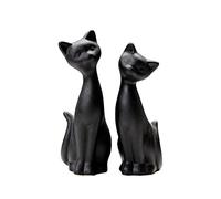 2 Figuras de Gato Negro, decoración del hogar, Mini Figuras de Gatito de cerámica Mate, Regalos para Amantes de los Gatos, Ideal para decoración de Interiores o Regalo de Boda para Parejas
