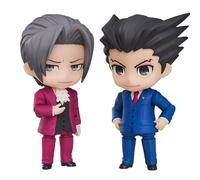 2 figuras de Miles Edgeworth y Phoenix Wright de 10 cm, piezas intercambiables y figuras de acción móviles, estatua de decoración de escritorio