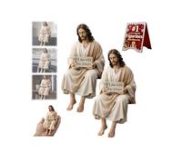 2 figuras de resina de Jesús para escritorio, diseño hecho a mano, estatua de Jesucristo con texto en inglés "I Am with You Always Sign Jesus", regalo religioso espiritual único para tablero de coche