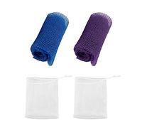 2 filetes de esponja de baño exfoliantes africanos, 2 filetes de espuma, depurador corporal, depurador de espalda, elimina la suciedad y el aceite de la piel, piel más suave (azul, morado)