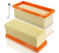 2 filtros de pliegue plano para Karcher A 2701, A 2731 pt, A 2801 plus, se 2001, se 3001, se 5100, se 5001, se 6100, se 6100 en húmedo y seco, accesorios 6.414-498.0