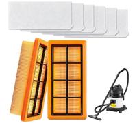 2 filtros de pliegue planos KFI7420 y 6 filtros de aire KFI 7520 compatibles con Kärcher 1.629-731.0 AD4, AD4 Premium Aschesauger Flachfaltenfilter Kärcher Aspiradora Filtro