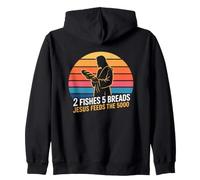 2 Fishes 5 Breads Jesus Feeds The 5000 Christian Bible Verse Sudadera con Capucha