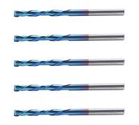 2 Flute Milling Cutter 3.175mm | Tungsten Steel CNC Router Bit with Nano Blue Coating | End Mill for Aluminum, Copper, Low Carbon Steel | 5Pcs Set for Accurate Machining