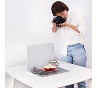 2 Fondos de Fotografía | 30x40 cm | Fondo de Fotografía Realista | Fondo de Fotografía de Alimentos | Superficies de Réplica |Mármol y Cemento | Pequeño