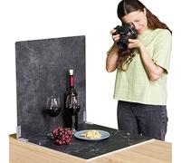 2 Fondos de Fotografía Realistas | Mármol y Piedra | Fondo de Alimentos y Productos | Photo Backdrop Board (Big, Concrete & Black Marble)