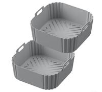 2 forros de silicona para freidora de aire, cesta reutilizable antiadherente para COSORI 5.5L 6.2L 180 NA230, olla de cocción resistente al calor con parte inferior elevada, negro gris (gris)