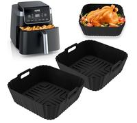 2 forros de silicona para freidora de aire Ninja Air Fryer PRO 4.7L, 6.2L, forros de silicona reutilizables para freidora de aire Ninja AF140UK AF180UK (negro)