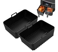 2 forros de silicona para freidora de aire, olla de silicona para Ninja Foodi AF400UK AF451UK AF300UK 7.6L-9.5L, accesorios reutilizables para freidora de aire para doble pila SL400UK Tower T17088