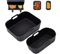 2 forros de silicona para freidora de aire Tefal Easy Fry 5.2L/3.1L, accesorios de freidora de aire de doble cajón, forros para freidora de aire para Lakeland 5L/3L, Salter 5.5L/3.5L, Tower T17099