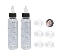 2 frascos de aceite capilar con 5 orejeras dobles, botella aplicador de aceite capilar de 120 ml, botella puntiaguda, botella graduada, botella flexible transparente con tapa, reutilizable