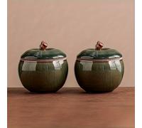 2 frascos de cerámica de para decoración de escritorio en el hogar, adorno para el hogar, decoración para la víspera de Navidad, frasco decorativo de cerámica de - Sin