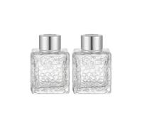 2 frascos difusores de vidrio cuadrado transparente vacíos de 50 ml con tapa, pequeño recipiente de aceite esencial en forma cuadrada, accesorios de fragancia, uso para difusor de varillas de repuesto