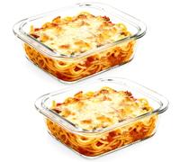 2 fuentes de cristal de borosilicato de 0,9 l, 17 x 19,6 x 4,65 cm, rectangulares de vidrio de borosilicato, aptas para microondas, freidora de aire caliente, horno