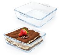 2 fuentes pequeñas de cristal, transparentes, mini cazuelas con asa, seguras para horno y microondas, 15 x 13 x 4 cm (0,4 L)