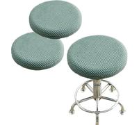 2 Funda Taburete Redondo 30-40cm Tela Lujosa, Elasticidad Queda Suave y Cómodo Lavable a Prueba de Polvo, Elástica Fácil de Limpiar Duradera, para Silla de Taburete(Green b,36-40cm(2pcs))