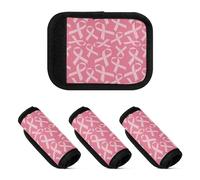 2 fundas antideslizantes para asa de equipaje, para bolsa de compras, bolsa de compras, patrón de cinta rosa, cáncer médico