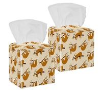 2 fundas cuadradas para caja de pañuelos, bonito estuche de piel de perezoso, organizador de papel facial, dispensador para tocador, tanque de inodoro, tocador, mesita de noche, mesa, encimera