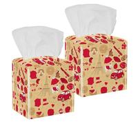 2 fundas cuadradas para caja de pañuelos, color rojo Paris Elemens, organizador de papel facial, dispensador para tocador, tanque, tocador, mesita de noche, encimera, oficina, coche