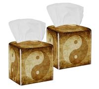 2 fundas cuadradas para caja de pañuelos, con símbolo de Tai Ji Tai Chi, organizador de papel facial, dispensador para tocador, tanque de inodoro, tocador, mesita de noche, encimera, oficina, coche