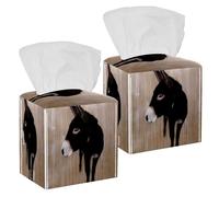 2 fundas cuadradas para caja de pañuelos, de piel de burro triste, organizador de papel facial, dispensador para tocador, inodoro, tocador, mesita de noche, encimera, oficina, coche