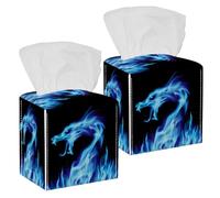 2 fundas cuadradas para caja de pañuelos, de piel de dragón de fuego, organizador de papel facial, dispensador para tocador, inodoro, tocador, mesita de noche, mesa, encimera, oficina, coche