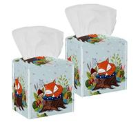 2 fundas cuadradas para caja de pañuelos, de piel de zorro durmiente, organizador de papel facial, dispensador para tocador, inodoro, tocador, mesita de noche, encimera, oficina, coche