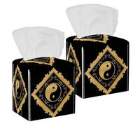 2 fundas cuadradas para caja de pañuelos, de piel Tai Chi, organizador de papel facial, dispensador para tocador, tanque, tocador, mesita de noche, encimera, oficina, coche