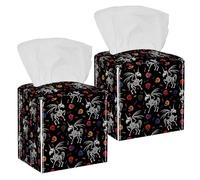 2 fundas cuadradas para caja de pañuelos, diseño de calavera del Día de los Muertos, esqueleto, unicornio, rosa, organizador de papel facial, dispensador para tocador, inodoro, tocador, mesita de
