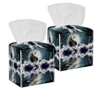 2 fundas cuadradas para caja de pañuelos, diseño de luna tai chi, organizador de papel facial, dispensador para tocador, tanque, tocador, mesita de noche, encimera, oficina, coche