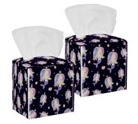 2 fundas cuadradas para caja de pañuelos, diseño de sirenas arcoíris, organizador de papel facial, dispensador para tocador, inodoro, tocador, mesita de noche, encimera, oficina, coche