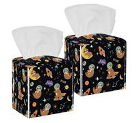 2 fundas cuadradas para caja de pañuelos, divertida funda de piel de perezoso espacial, organizador de papel facial, dispensador para tocador, tanque, tocador, mesita de noche, encimera, oficina