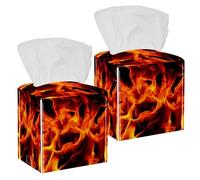 2 fundas cuadradas para caja de pañuelos, dragón de fuego, llama, peligro, quemaduras, organizador de papel facial, dispensador para tocador, tanque de inodoro, tocador, mesita de noche, encimera