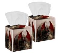 2 fundas cuadradas para caja de pañuelos, estuche de cuero de castillo de dragón, organizador de papel facial, dispensador para tocador, tanque de inodoro, tocador, mesita de noche, mesa, encimera