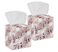 2 fundas cuadradas para caja de pañuelos, estuche de piel con melodía musical, organizador de papel facial, dispensador para tocador, tanque, tocador, mesita de noche, encimera, oficina, coche