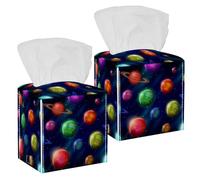 2 fundas cuadradas para caja de pañuelos, fantástico diseño de planetas espaciales, lunas, organizador de papel facial, dispensador para tocador, tanque, tocador, mesita de noche, encimera, oficina