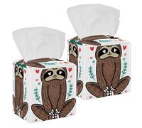2 fundas cuadradas para caja de pañuelos, funda de piel de perezoso para yoga, organizador de papel facial, dispensador para tocador, tanque de inodoro, tocador, mesita de noche, mesa, encimera