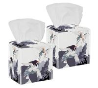 2 fundas cuadradas para caja de pañuelos, grúas de estilo chino, organizador de papel facial, dispensador para tocador, tanque, tocador, mesita de noche, encimera, oficina, coche