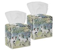 2 fundas cuadradas para caja de pañuelos, grúas, pájaros, de piel, organizador de papel facial, dispensador para tocador, tanque de inodoro, tocador, mesita de noche, mesa, encimera, oficina, coche