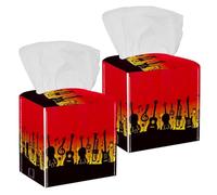 2 fundas cuadradas para caja de pañuelos, guitarra, violín, jazz, cuero, organizador de papel facial, dispensador para tocador, inodoro, tocador, mesita de noche, encimera, oficina, coche