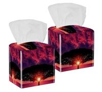 2 fundas cuadradas para caja de pañuelos, increíble paisaje del atardecer de los Países Bajos, organizador de papel facial, dispensador para tocador, tanque, tocador, mesita de noche, encimera