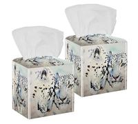 2 fundas cuadradas para caja de pañuelos, leopardo, gato, bestia, acuarela, arte, cuero, organizador de papel facial, dispensador para tocador, tanque de inodoro, tocador, mesita de noche, encimera