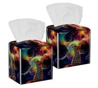 2 fundas cuadradas para caja de pañuelos, Little Fox in Universe, organizador de papel facial, dispensador para tocador, inodoro, tocador, mesita de noche, encimera, oficina, coche