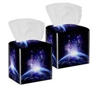 2 fundas cuadradas para caja de pañuelos, organizador de papel facial Magic Universe Space para tocador, inodoro, tocador, mesita de noche, encimera, oficina, coche
